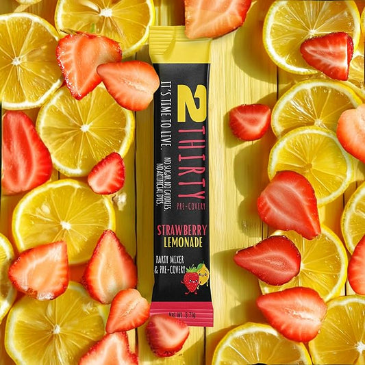 2THIRTY Hydration & Precovery Mixer | No Sugar, Zero Calories | Electrolyte Powder Packets + Vitamin B12, Aminos & Natural Herbs (6 Pack, Strawberry Lemonade)