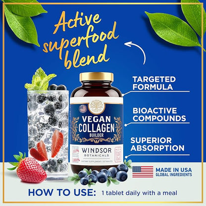 Plant-Based Collagen Booster - Vegan Collagen Supplements for Women and Men Smooth Wrinkles, Strengthen Skin, Hair, Nails, and Joints - 2-Pack - 60 Non-GMO, Gluten-Free Vegetarian Collagen Pills