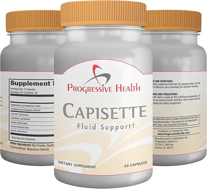 Capisette Water Retention Support - Reduces Swollen Feet, Ankles, and Legs - Reduce Swelling & Fluid Retention from Edema. Includes: Potassium, Dandelion Root, & More- Dietary Supplement (60 capsules)