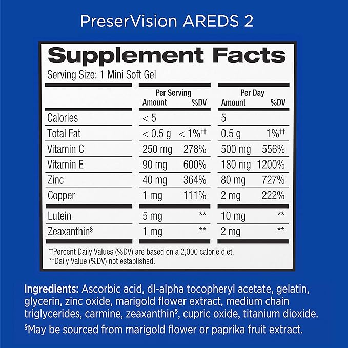 PreserVision AREDS 2 + Multivitamin 2-in-1 Eye Contains Vitamin C, E & Zinc Softgels Packaging May Vary, 100 Count