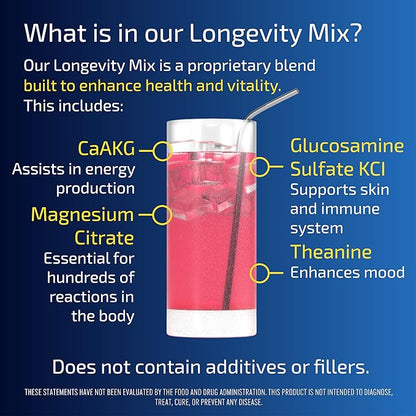 Blueprint Bryan Johnson Longevity Mix - Muscle Builder & Recovery Supplement - Promotes Focus and Stress Relief - Creatine, Ashwagandha, L-Theanine, Calcium - Vegan, Keto Friendly (Blood Orange)
