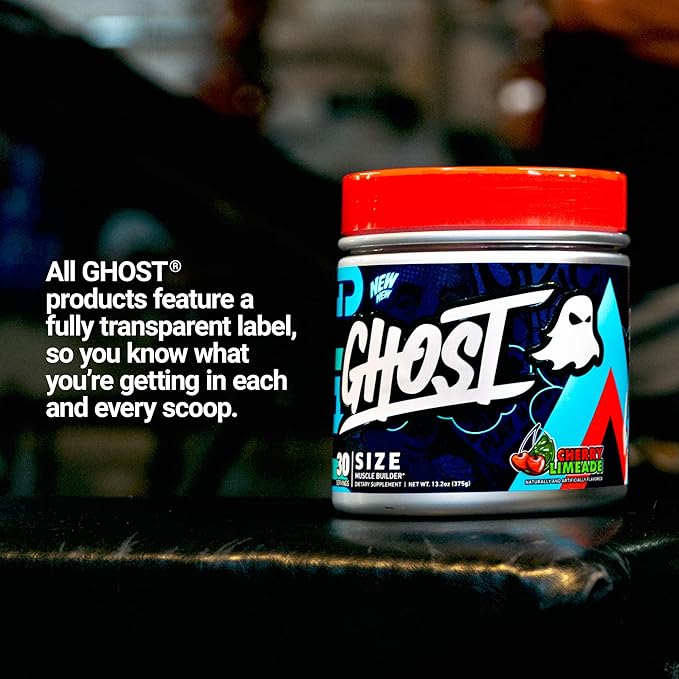 GHOST Size V3 Muscle Builder Dietary Supplement - Cherry Limeade, 30 Servings – Support Muscle Growth & Strength Building for Men & Women - Creatine & Betaine - Free of Sugar & Gluten