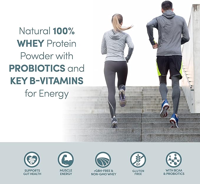 Designer Wellness, Designer Whey, Natural Whey Protein Powder with Probiotics, Fiber, and Key B-Vitamins for Energy, Gluten-Free, Purely Unflavored, 2 lb