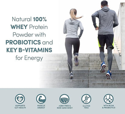 Designer Wellness, Designer Whey, Natural Whey Protein Powder with Probiotics, Fiber, and Key B-Vitamins for Energy, Gluten-Free, Purely Unflavored, 2 lb