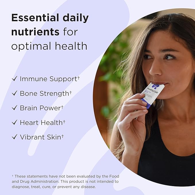 Healthycell Bioactive Multi - Liquid Multivitamin for Men and Women - One A Day Vitamin for Brain, Heart, Immunity, Energy, Skin, and Hair Support - Maximum Absorption - 30 Gel Packs