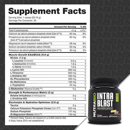 NutraBio Intra Blast BCAA EAA Electrolyte and Hydration Powder - Amino Acid Supplement, EAA/BCAA Powder - Non-GMO and Gluten Free - Passion Fruit - 30 Servings