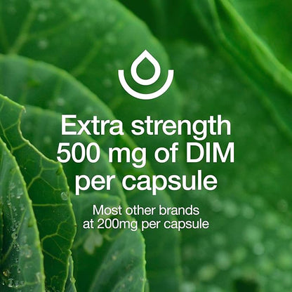 DIM Supplement 500mg - Diindolylmethane for Estrogen Metabolism, Hormonal Health, Acne & Antioxidant Support – Vegan, Non GMO, Gluten-free - 90 Capsules