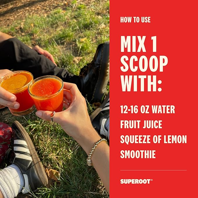 SUPEROOT® Travel Pack Natural Electrolytes Powder with Ginger, Turmeric, and Maca Root, Sugar & Caffeine Free Drink Mix, Clean Hydration, Energy, Detox & Immune Boost, 12 Count (Ginger Citrus)