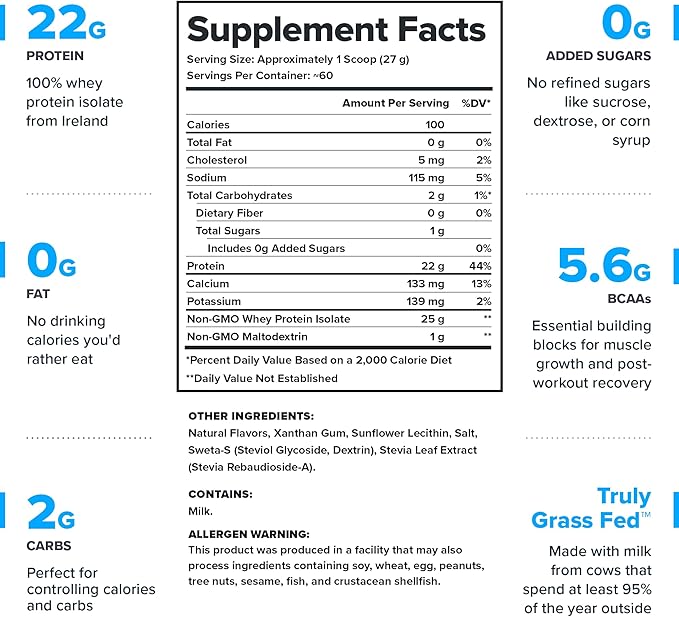 LEGION Whey+ Whey Protein Powder (French Vanilla) - Low Calorie Whey Isolate Protein Powder - Non-GMO, Lactose-Free, Sugar-Free Whey Protein Isolate Powder - Grass Fed Protein (60 Servings)