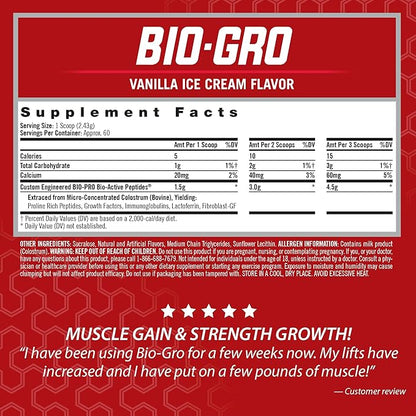 iSatori BIO-GRO Protein Synthesis Amplifier, for Muscle Recovery & Growth, Enhanced Stimulant Free Pre-Workout & Colostrum Supplement with Bio-Active Peptides- Vanilla Ice Cream (60 Servings)