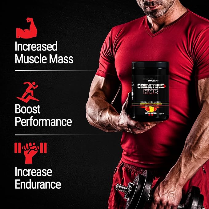 GMU SPORT - Creatine Monohydrate with HMB Powder - 45 Servings, Creatine HMB Supplements, Creatine with HMB for Increased Strength, Muscle Growth & Enhanced Energy, 3G HMB, Strawberry Lemonade