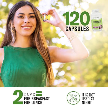 NaturalSlim Relaxslim Rhodiola Rosea & Adaptogenic Herb for Brain, Mood, Metabolism, Tension & Energy Support Supplement - 21 Different Natural Compounds Help Control Appetite - 120 Capsules