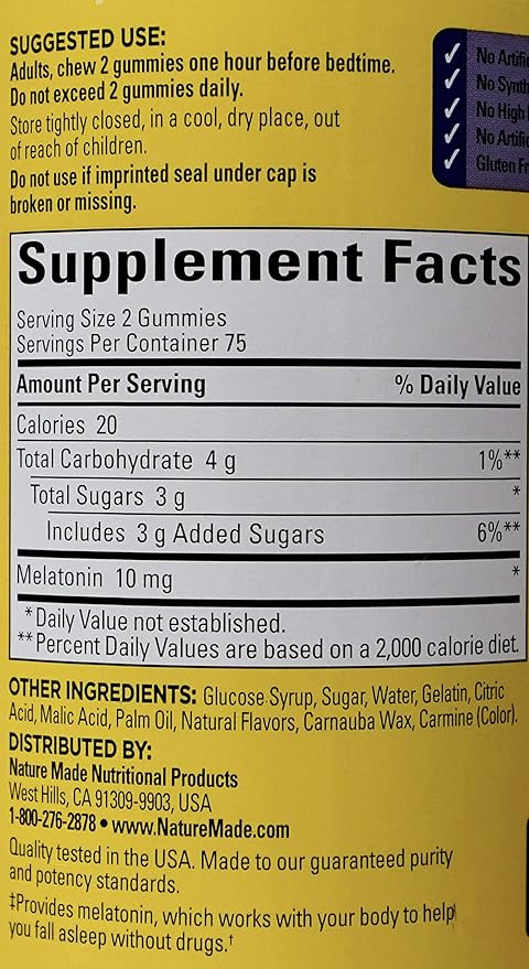 Nature Made Melatonin 10mg Dreamy Strawberry Natural Flavors, 150 Gummies