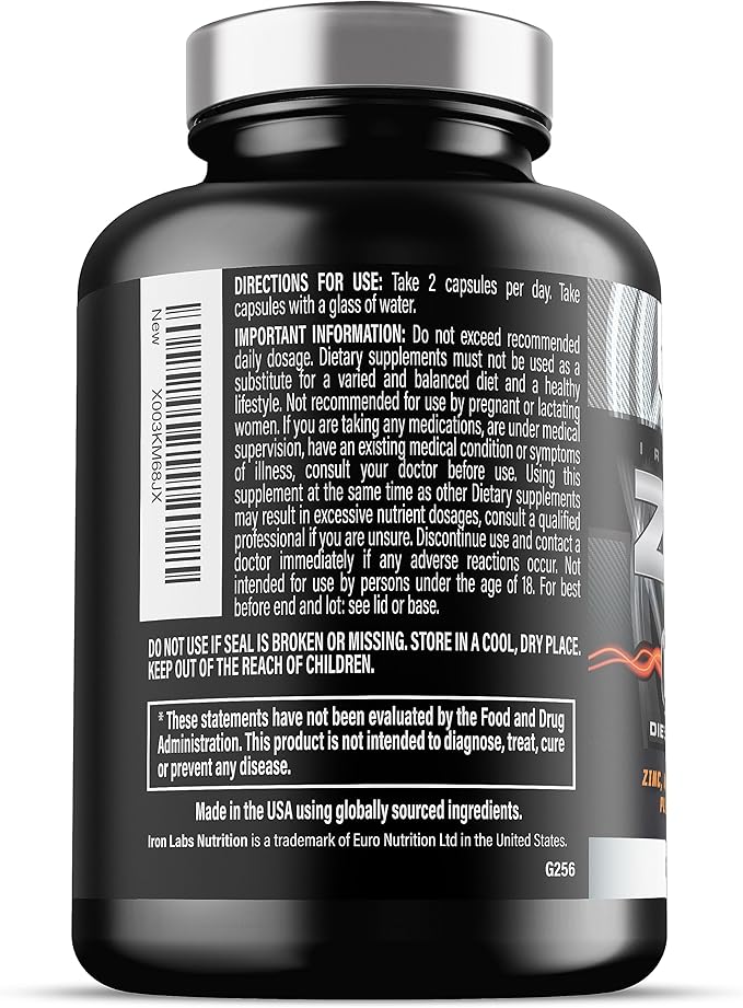 Iron Labs ZM6 - High Strength Zinc and Magnesium Supplement - 360 Vegetarian Capsules (6 Month Supply) - Super Enhanced Zinc Magnesium Aspartate and B6 Complex
