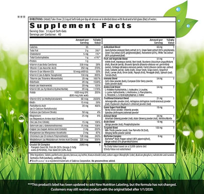 Irwin Naturals Men's Living Green Liquid-Gel Multi - 70 Essential Nutrients, Full-Spectrum Vitamins, Wholefood Blend - Targeted Adrenal & Brain Support - 120 Liquid Softgels