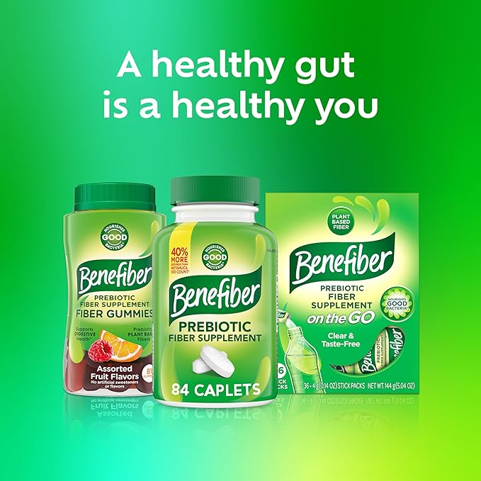 Benefiber Prebiotic Fiber Supplement Caplets, 84 Count