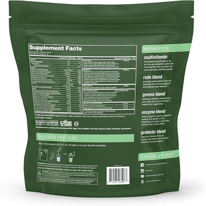Complete Superfoods, Complete Spectrum Multivitamin, Greens and Reds Blend, Enzymes, Probiotics (Pineapple Strawberry, 30 Stick Packs)