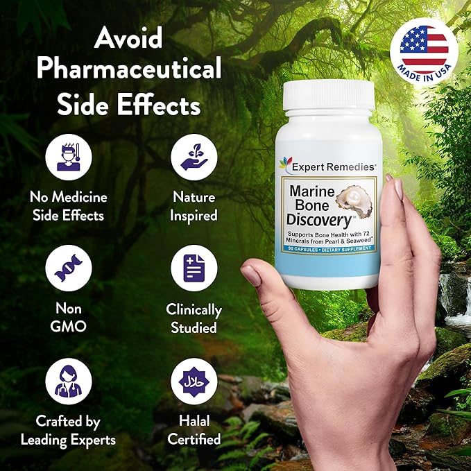 Marine Calcium Bone Density Supplement, 3.5X Absorbable Pearl Calcium & Icelandic Marine Algae, with Magnesium, Vitamin D3 K2 & More, Organic, Holistic Alternative, Astronaut Endorsed - 30 Days Supply