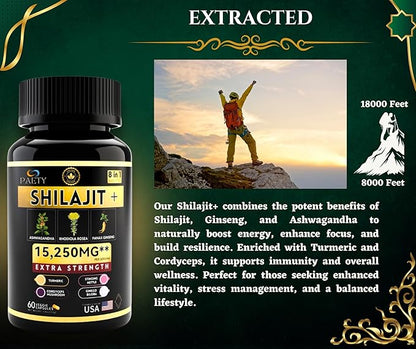8-in-1 Vitality Bundle | Pure Himalayan Shilajit with Rhodiola, Ashwagandha, Ginseng, Ginkgo Biloba, Turmeric, Cordyceps & Stinging Nettle for Full Body Wellness | Boost Immunity & Enhance Energy