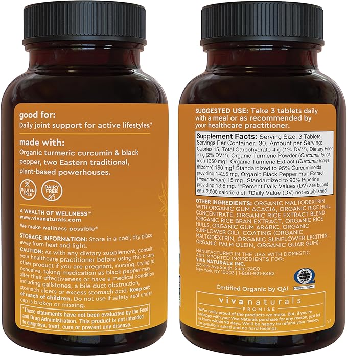 Organic Turmeric Supplement 1500 mg - Turmeric Pills for Joint Support and Cellular Defense - Turmeric Curcumin with Black Pepper for Increased Absorption - High Potency Turmeric Curcumin Supplement