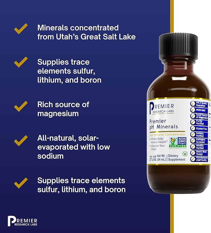 Premier Research Labs Premier pH Minerals - Trace Minerals, Trace Mineral Drops, Minerals for Water, Magnesium Supplement for Distilled Water, Reverse Osmosis Water, Liquid Concentrate - 2 fl oz