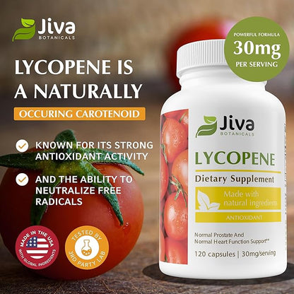 Jiva Botanicals Lycopene Capsules - Antioxidant Support - Premium Lycopene Supplement from Tomato Fruit - 120 Veggie Capsules