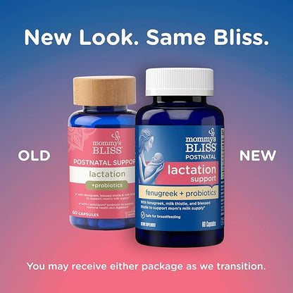 Mommy's Bliss Postnatal Lactation Support Supplement with Probiotics: Support Breastfeeding Milk Supply with Fenugreek, Blessed & Milk Thistle, Postpartum Immune Health While Nursing (60 Servings)