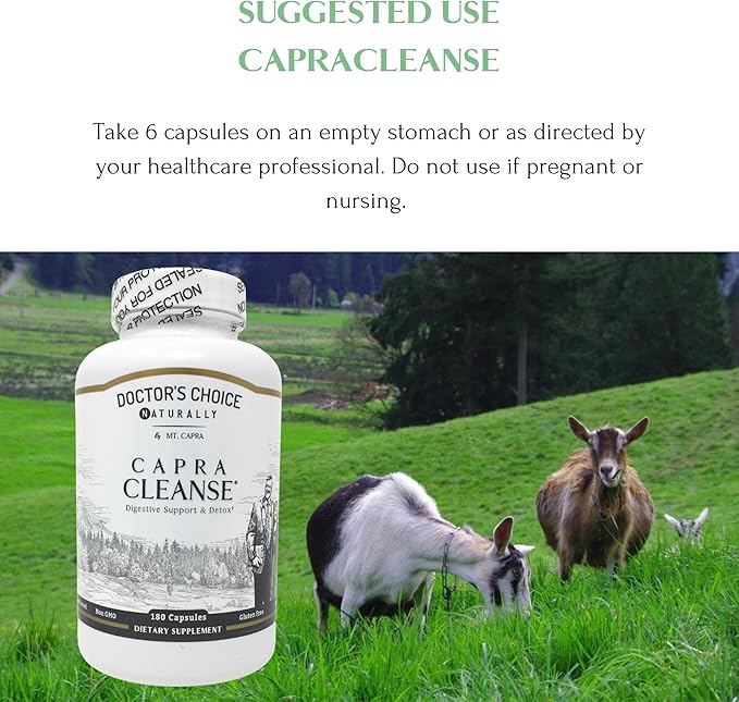MT. CAPRA SINCE 1928 CapraCleanse | Effective Cleansing of GI Tract with All Natural & Non-GMO Ingredients | 180 Capsules