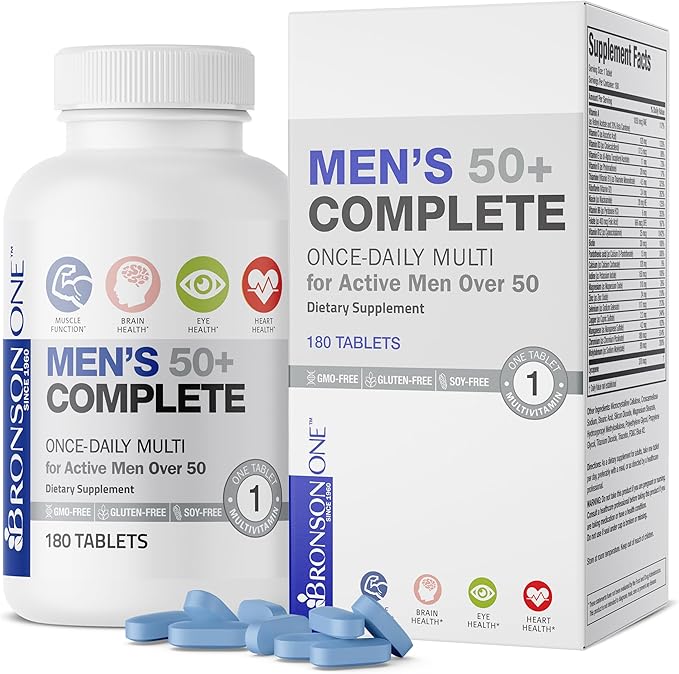 Bronson ONE Daily Mens 50+ Complete Multivitamin Multimineral, 180 Tablets