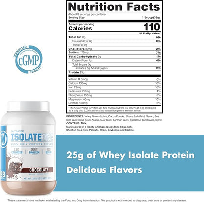NutraOne IsolateOne Whey Isolate Protein Powder 100% Pure Whey Isolate Powder (Gourmet Chocolate - 2 lbs)
