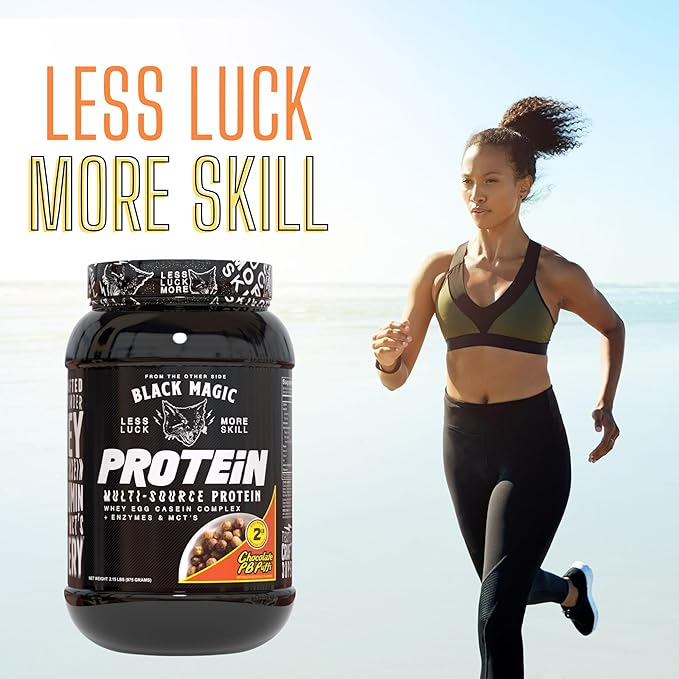Worldwide Nutrition Bundle: Black Magic Multi-Source Casein Protein Powder-Whey, Egg Albumin Enzymes, Micellar Casein & MCT-Muscle Mass Gaining Bodybuilding-Chocolate PB Puffs 2LB & Keychain
