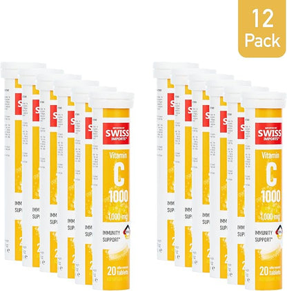 Effervescent Vitamin C 1000mg Dietary Supplement, 12-Pack, 240 Tablets