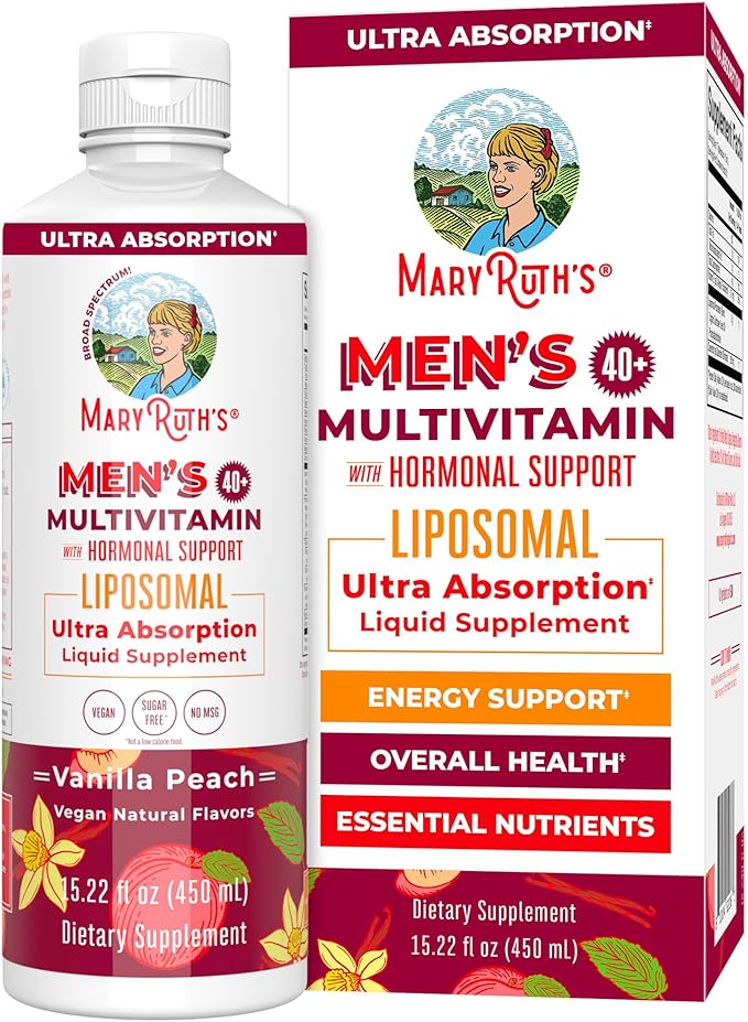 MaryRuth Organics Men's 40+ Multivitamin Liposomal with Hormonal Support | Ultra Absorption | Immune Support | Energy Supplement for Men | Non-GMO | Vegan | 15.22oz