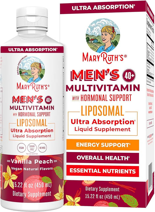 MaryRuth Organics Men's 40+ Multivitamin Liposomal with Hormonal Support | Ultra Absorption | Immune Support | Energy Supplement for Men | Non-GMO | Vegan | 15.22oz