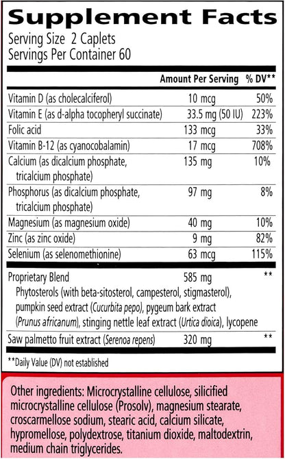 Urinozinc Prostate Plus, Saw Palmetto & Beta Sitosterol Supplement for Men, Reduce Frequent Urination (2 Month Supply, 120 Count)
