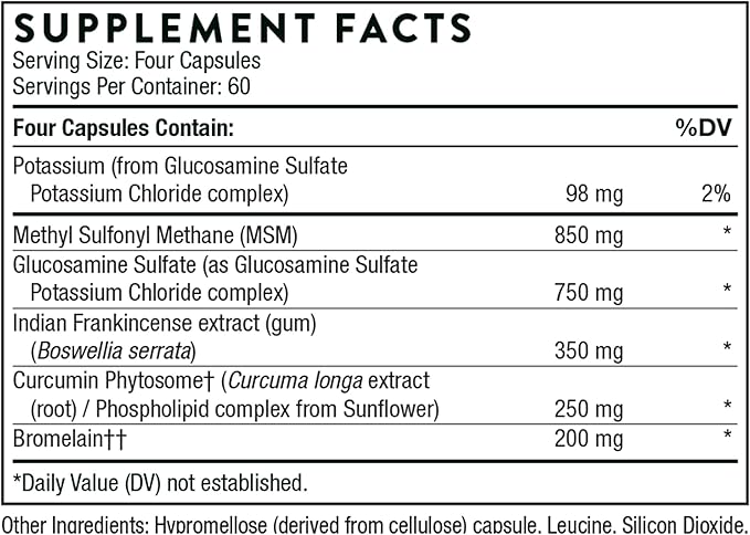 THORNE Joint Support Nutrients - Glucosamine and MSM with Curcumin, Bromelain, and Boswellia for Joint Support - 240 Capsules