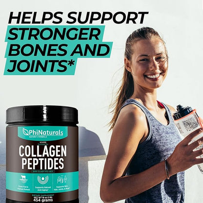 PhiNaturals Hydrolyzed Collagen Peptides Powder (unflavored) for Women and for Men - Grass Fed Bovine Beef Collagen