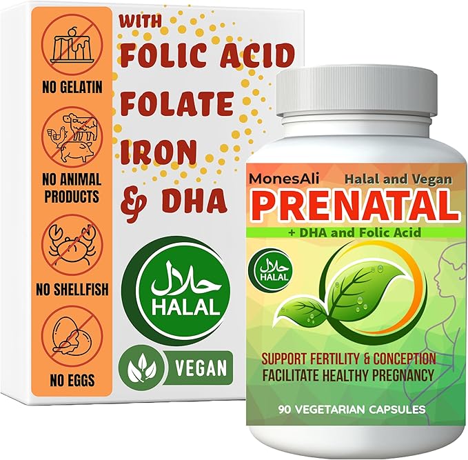 Prenatal Vitamins for Women, Halal Prenatal Vitamins for Women, Prenatal Vitamins with DHA and Folic Acid, Vegan Prenatal, Gelatin Free Prenatal Vitamins, Womens prenatal multivitamin