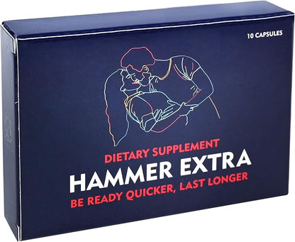 Hammer Extra Herbal Supplement for Men. Horny Goat Weed, Tongkat Ali, Ginseng & Maca Root for Energy, Stamina & Endurance. Fast Acting Male Performance Enhancing Pill - 10 Capsules