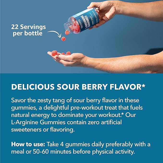 L Arginine Gummies - L Arginine Supplements for Men with L Citrulline and Beet Root - Nitric Oxide Supplement - L Arginine Supplement for Endurance Support - Sour-Berry Flavored - 88 NO Gummies