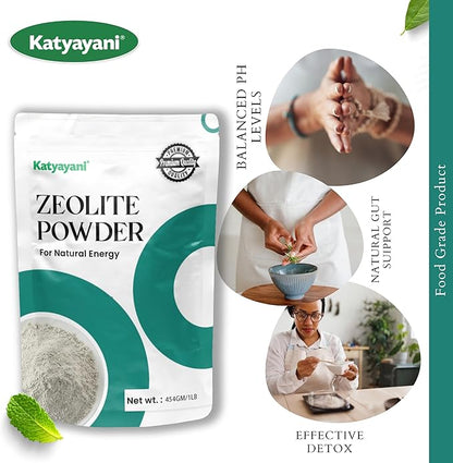 Katyayani Zeolite Powder 454gm (1lb)| Ultra FINE Less | Clinoptilolite 95% | Natural Mineral Dust| Zeolite Powder Supplement