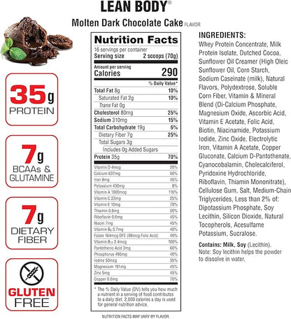 Labrada Lean Body Hi-Protein Meal Replacement Shake, Molten Dark Chocolate Cake PACKAGING MAY VARY
