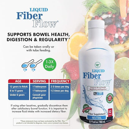 Nutritional Designs Liquid Fiber Flow Sugar-Free Prebiotic Inulin Fiber Supplement, All Natural Bowel Regularity Drink for Healthy Intestinal Balance, 100 Packets