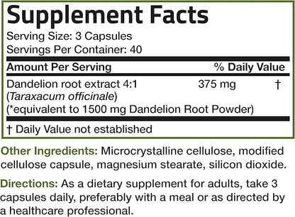 Bronson Dandelion Root High Potency Supplement, Supports Overall Good Health & Well-Being, Traditional Diuretic Herb - Non-GMO, 120 Vegetarian Capsules