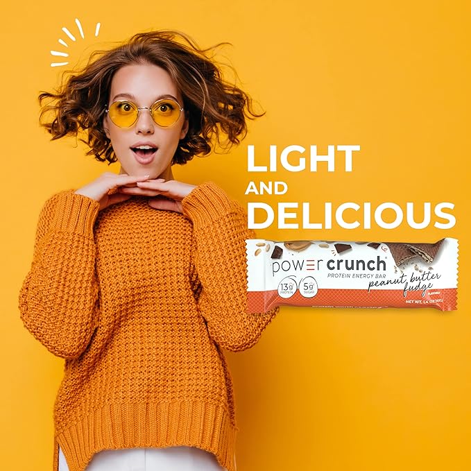 Power Crunch Protein Wafer Bars, High Protein Snacks with Delicious Taste, Peanut Butter Fudge, 1.4 Ounce (12 Count) (Pack of 2)