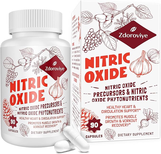 Nitric Oxide Supplement for Men, Nitric Oxide Precursor & Nitric Oxide Phytonutrients Complex - 90 Capsules (1 Bottle)