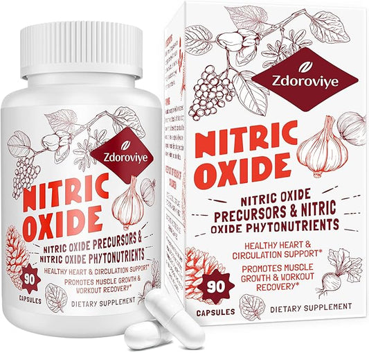 Nitric Oxide Supplement for Men, Nitric Oxide Precursor & Nitric Oxide Phytonutrients Complex - 90 Capsules (1 Bottle)