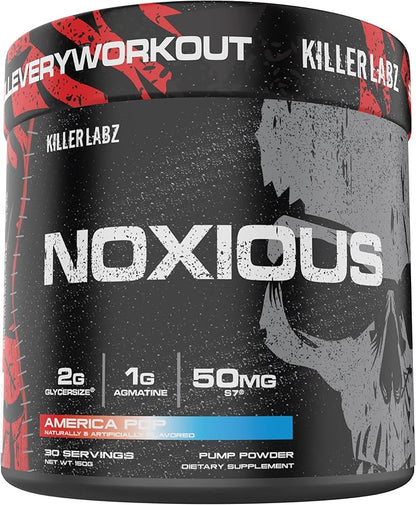 Noxious Extreme Nitric Oxide Booster Pump Pre-Workout Powder | Endurance and Muscle Building | 30 Servings (America Pop)