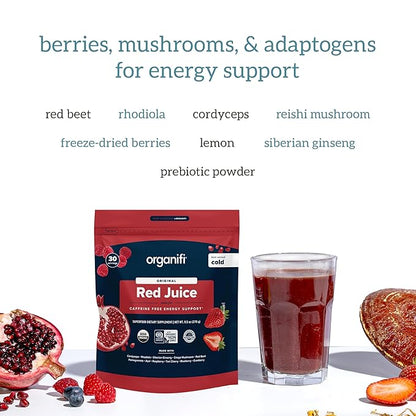 Organifi Green Juice and Red Juice Bundle - 30 Day Supply - Delicious, Refreshing Organic Superfood Supplement Powder With Antioxidants for Energy and Stress Relief Support - No GMO, Gluten, or Soy