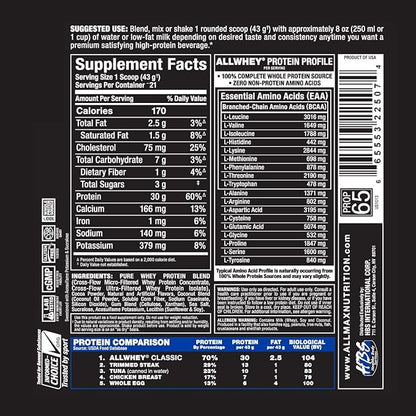 ALLMAX Nutrition AllWhey Classic 100 Whey Protein Chocolate 2 lbs 907 g